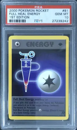 2000 POKEMON ROCKET 1ST EDITION #81 FULL HEAL ENERGY PSA 10 - Image 1
