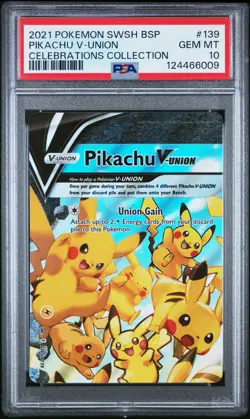 2021 POKEMON SWSH BLACK STAR PROMO CELEBRATIONS COLL #139 PIKACHU V-UNION PSA 10 - Image 1