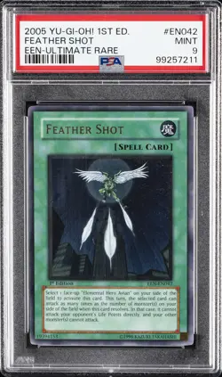 2005 YU-GI-OH! ELEMENTAL ENERGY 1ST ED ULTIMATE RARE #EN042 FEATHER SHOT PSA 9 - Image 1