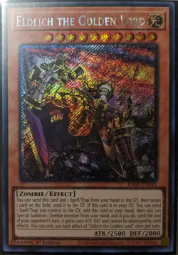 YuGiOh Eldlich the Golden Lord (Alternate Art) Platinum Secret 1st Ed RA01-EN019 - Image 1