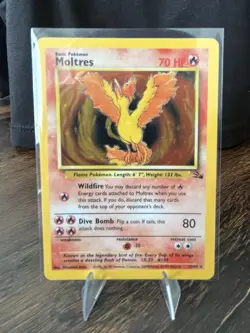Pokemon Moltres Fossil Holo Rare Unlimited 12/62 1999 English 70 HP Card - Image 1
