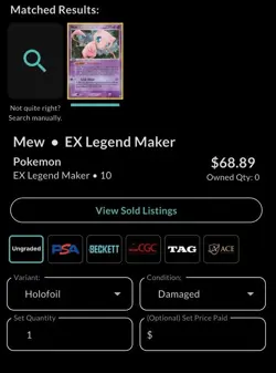 Pokemon EX Legend Maker Holo Rare Card 10/92 Mew Tail Swirl - Image 3