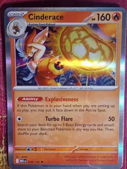 Hologram Foil Rare Cinderace 028/132 MEga Evolution Pokemon Pokemon tcg card - Image 1