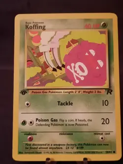 Pokemon Card Team Rocket 1st Edition Regular Finish Koffing 58/82 VLP-NM - Image 1