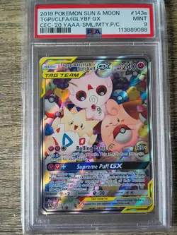 Togepi & Cleffa & Igglybuff GX 143A/236 Alternate Art Holo Pokemon Card PSA 9 - Image 1
