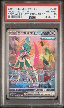 2023 POKEMON PAR EN-PARADOX RIFT #249 IRON VALIANT EX PSA 10 - Image 1