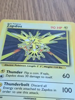 Zapdos 1999 Pokemon Base Set 16/102 Holo Rare MP WotC Vintage - Image 4