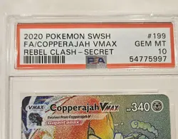 2020 Pokemon SWSH Rebel Clash Copperajah VMAX #199 PSA 10 - Image 3