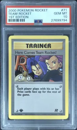 2000 POKEMON ROCKET 1ST EDITION #71 HERE COMES TM.ROCKET! PSA 10 - Image 1
