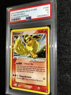2007 Pokemon Gold Star Ex Power Keepers FLAREON HOLO #100 (3823) PSA 5 - Image 1