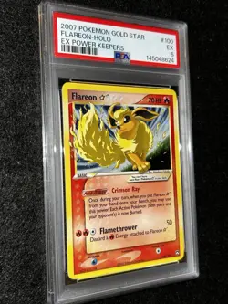 2007 Pokemon Gold Star Ex Power Keepers FLAREON HOLO #100 (3823) PSA 5 - Image 2