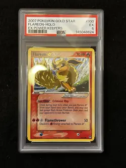 2007 Pokemon Gold Star Ex Power Keepers FLAREON HOLO #100 (3823) PSA 5 - Image 3
