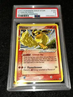 2007 Pokemon Gold Star Ex Power Keepers FLAREON HOLO #100 (3823) PSA 5 - Image 4