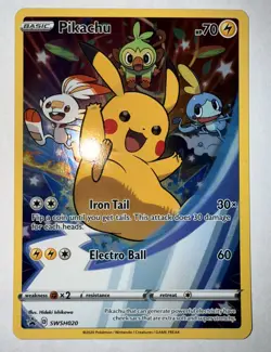 Pikachu SWSH020 Sword & Shield 2020 Black Star Promo Full Art Pokemon TCG - Image 1