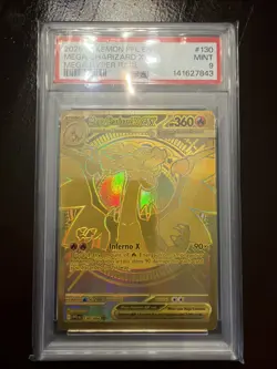 2025 Pokemon PFL EN Mega Charizard X EX Mega Hyper Rare 130/94 PSA 9 Mint - Image 1