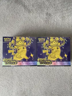 Pokemon TCG Surging Sparks Pokemon Center Factory Sealed ETB's x2 In Hand - Image 1