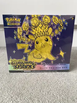 Pokemon TCG Surging Sparks Pokemon Center Factory Sealed ETB's x2 In Hand - Image 3