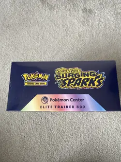 Pokemon TCG Surging Sparks Pokemon Center Factory Sealed ETB's x2 In Hand - Image 5