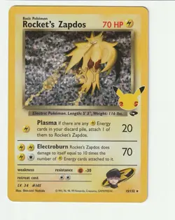 Rocket's Zapdos 15/132 Pokemon Celebrations: Classic Collection Holo Classic Col - Image 1