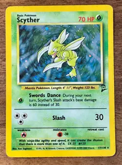 Pokemon Scyther 17/130 Base Set 2 Holo Rare - Image 1