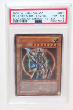 Yu-Gi-Oh! Black Luster Soldier 1st Ed 2004 Invasion of Chaos #IOC-025 PSA 8 - Image 1
