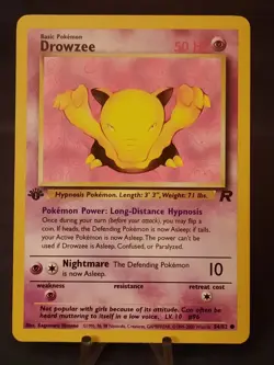 Pokemon Card Team Rocket 1st Edition Regular Finish Drowzee 54/82 VLP-NM. Last 1 - Image 1