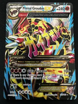Pokemon Primal Groudon-EX TCG Full Art Ultra Rare Holo Card 151/160 LP n Crobat - Image 1
