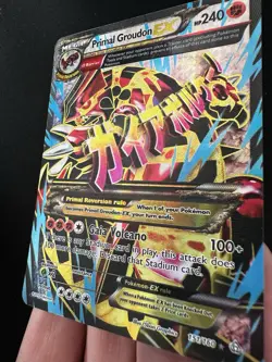 Pokemon Primal Groudon-EX TCG Full Art Ultra Rare Holo Card 151/160 LP n Crobat - Image 2