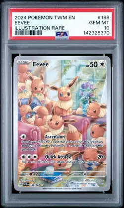 PSA 10 GEM MINT Eevee 188/167 Twilight Masquerade Illustration Rare Pokemon Card - Image 3