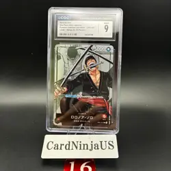 CGC 9 MINT Roronoa Zoro Parallel OP01-001 L 25th Edition ONE PIECE Card Game 16 - Image 1