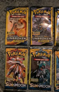 12-Pokemon Sun And Moon 3 Card Booster Packs 4-Unbroken Bonds, 8-Base Set-Sealed - Image 3