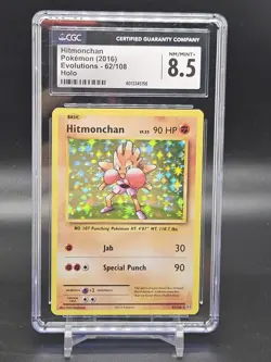 Hitmonchan Holo 62/108 XY Evolutions NM/Mint+ CGC 8.5 Graded Pokemon Card 2016 - Image 1
