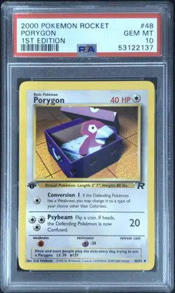 2000 POKEMON ROCKET 1ST EDITION #48 PORYGON PSA 10 - Image 1