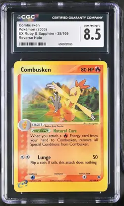 CGC 8.5 Combusken 2003 EX Ruby & Sapphire 28/109 Reverse Holo Pokemon Card - Image 1