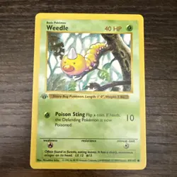 Pokemon Weedle Base Set First Edition Shadowless 69/102 LP Card - Image 1
