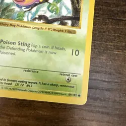 Pokemon Weedle Base Set First Edition Shadowless 69/102 LP Card - Image 4