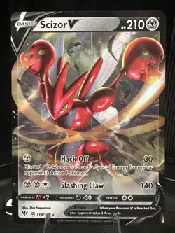 Pokemon Scizor V 118/189 Swsh03: Darkness Ablaze Ultra Rare Holo 210 HP - Image 1