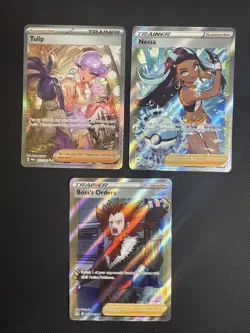 3x Full Art Trainer Lot – Tulip / Nessa / Boss’s Orders – NM – Pokemon TCG - Image 1