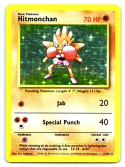 Hitmonchan Pokemon Holo Rare Base Set 007/102 - Image 1