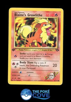 Blaine's Growlithe 62/132 | Gym Challenge 1st Edition | Pokemon Common | HP - Image 1