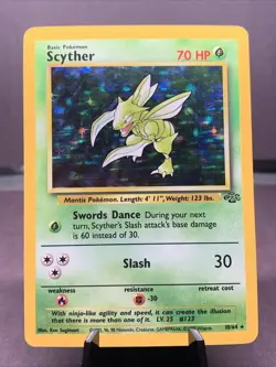 Pokemon TCG Jungle Set Unlimited Scyther #10/64 Holo VTG WOTC 1999 LP - Image 1
