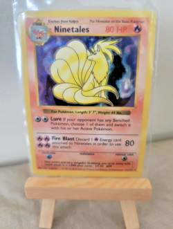 Pokemon 1999 Shadowless Base Set Rare Holo Ninetales 12 (MP) Black Flame Error! - Image 1