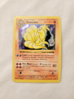 Pokemon 1999 Shadowless Base Set Rare Holo Ninetales 12 (MP) Black Flame Error! - Image 2