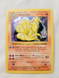Pokemon 1999 Shadowless Base Set Rare Holo Ninetales 12 (MP) Black Flame Error! - Image 3