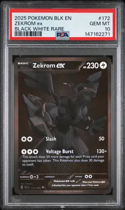2025 POKEMON BLK EN-BLACK BOLT BLACK WHITE RARE #172 ZEKROM EX PSA 10 - Image 1
