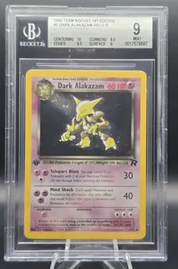 1ST EDITION Dark Alakazam 1 Rocket Holo Rare BGS 9 Elite Subgrades Pokemon TCG - Image 1