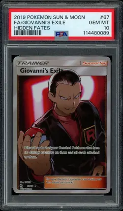 Pokemon PSA 10 Giovanni's Exile 67/68 Sun & Moon Hidden Fates Gem Mint - Image 1