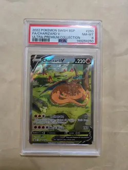 2022 POKEMON SWSH BLACK STAR PROMO #260 FULL ART/CHARIZARD V PSA 8 - Image 1
