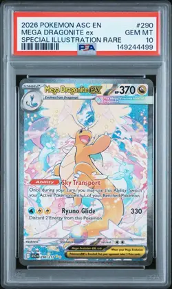 2026 POKEMON ASCENDED HEROES SPECIAL ILLUSTRATION RARE MEGA DRAGONITE EX PSA 10 - Image 1