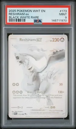 2025 POKEMON WHT EN-WHITE FLARE BLACK WHITE RARE #173 RESHIRAM EX PSA 9 - Image 1